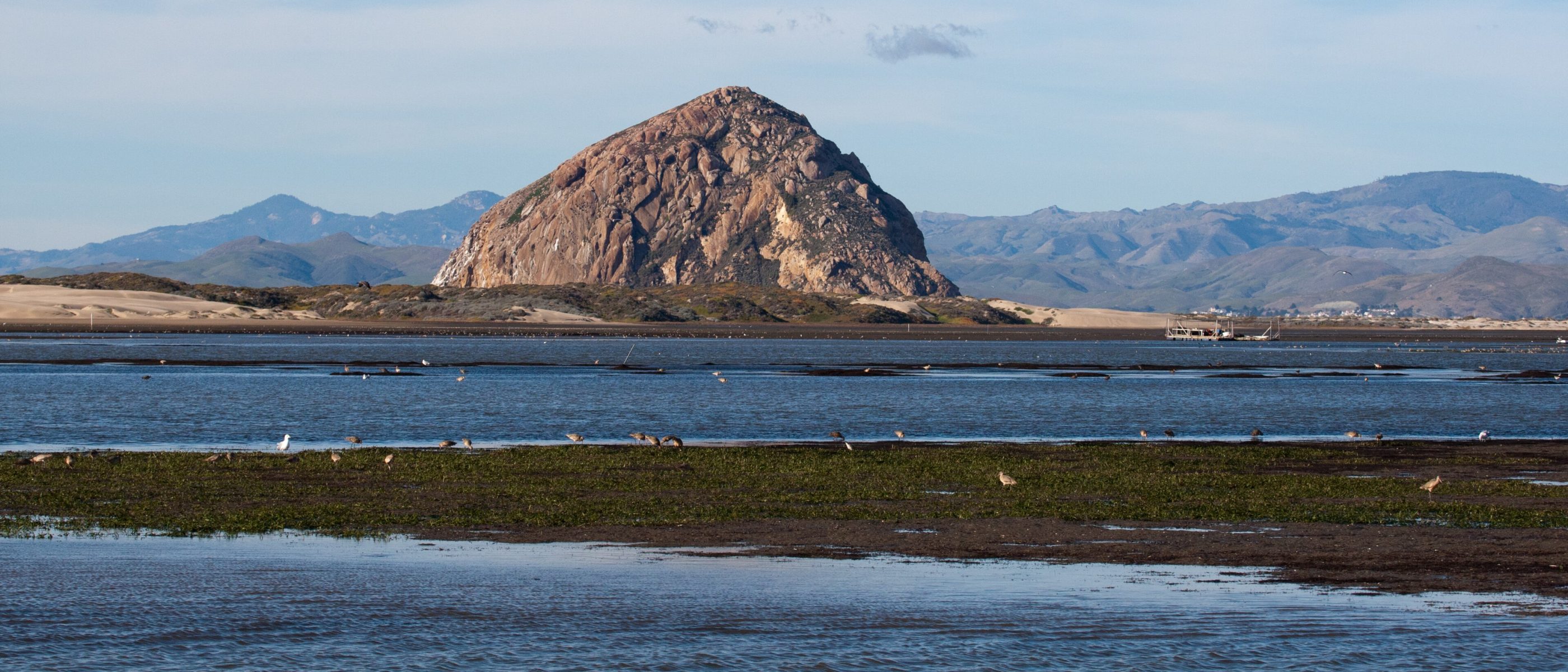 Morro Rock rising above the Morro Bay estuary on California's Central Coast